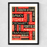 Shipping Forecast By Indieprints Medium Black Frame