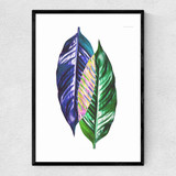 Two Leaves Narrow Black Frame