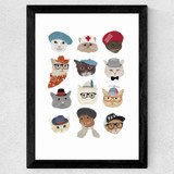 Cats in Hats Wide Black Frame