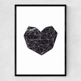 Marble Heart Narrow Black Frame