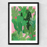 Cacti on Pink Medium Black Frame