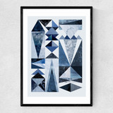 Blue Shapes Narrow Black Frame