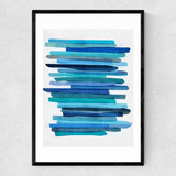 Blue Stripes Narrow Black Frame
