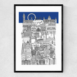 London Blue Narrow Black Frame