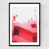 Pink Stairs Narrow Black Frame