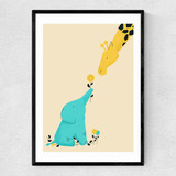 Baby Elephant and Giraffe Narrow Black Frame