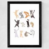 Dancing Cats Wide Black Frame