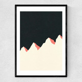 Dark Night White Mountain Narrow Black Frame