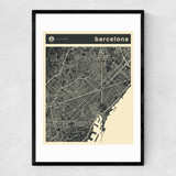 Barcelona Streetguide by Jazzberry Blue Narrow Black Frame