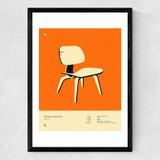 Orange Plywood Lounge Chair Medium Black Frame