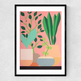 Plants and Pottery Narrow Black Frame
