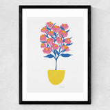 Potted Peonies Medium Black Frame