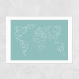 Geometric World Map Mint Unframed Print