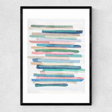 Pastel Stripes Narrow Black Frame