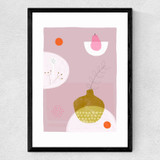 Still Life with Pink Pear Medium Black Frame