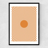 Orange Sun Rays Narrow Black Frame