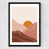 Sunset Landscape Medium Black Frame