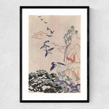 Japanese Stitch Craft Landscape Narrow Black Frame