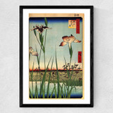 Horikiri Iris Garden by Hiroshige Medium Black Frame