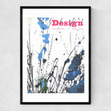 1960's cover, Ink sketch black blue green Narrow Black Frame