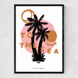 To The Sea Palm Tree Palm Tree Narrow Black Frame