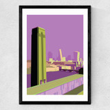 Tate Modern - City Skyline (Purple) Medium Black Frame