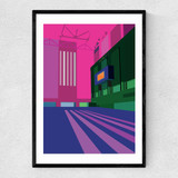 Tate Modern - Turbine Hall (Pink) Narrow Black Frame