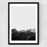 Mountains Black and White Medium Black Frame