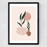 Muted Mauve Leaves Medium Black Frame