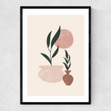 Muted Mauve Leaves Narrow Black Frame