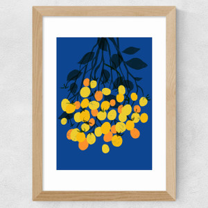 Yellow Tomatoes Wide Oak Frame