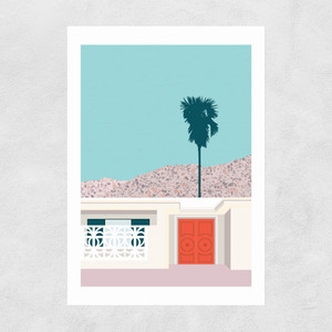 Palm Springs Orange Door Unframed Print