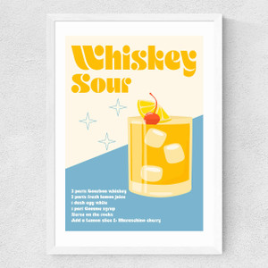 Whiskey Sour Cocktail Medium White Frame
