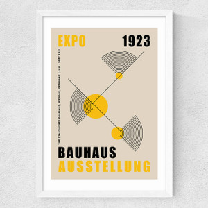 Yellow Bauhaus by Luxe Poster Co Medium White Frame
