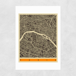 Paris Map by Jazzberry Blue Unframed Print