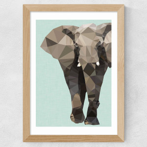 Elephant by Studio Cockatoo Wide Oak Frame