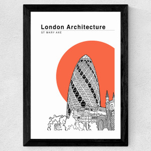 St Mary Axe Tomato Wide Black Frame