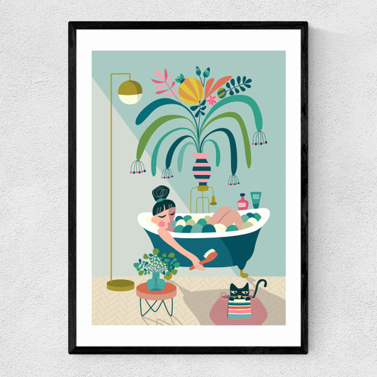 Relaxing Bath Narrow Black Frame