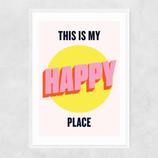 Happy Place by HollieGraphik Narrow White Frame