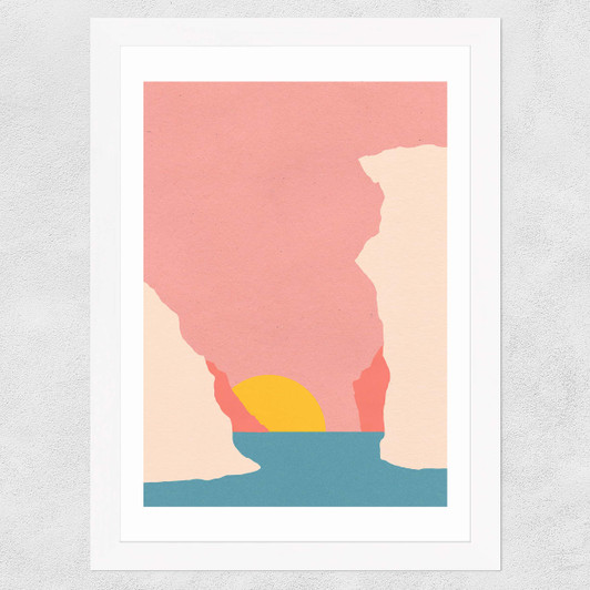 Sunset in Crete Wide White Frame