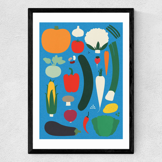 Thanksgiving Blue Medium Black Frame