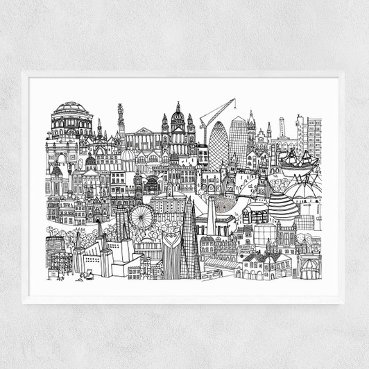 London Jungle White and White Narrow White Frame