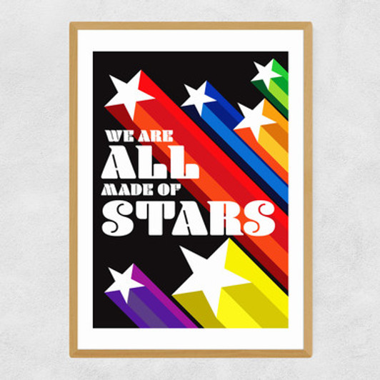 We Are All Made Of Stars Narrow Oak Frame