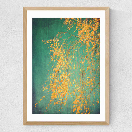 Whispers of Yellow Medium Oak Frame