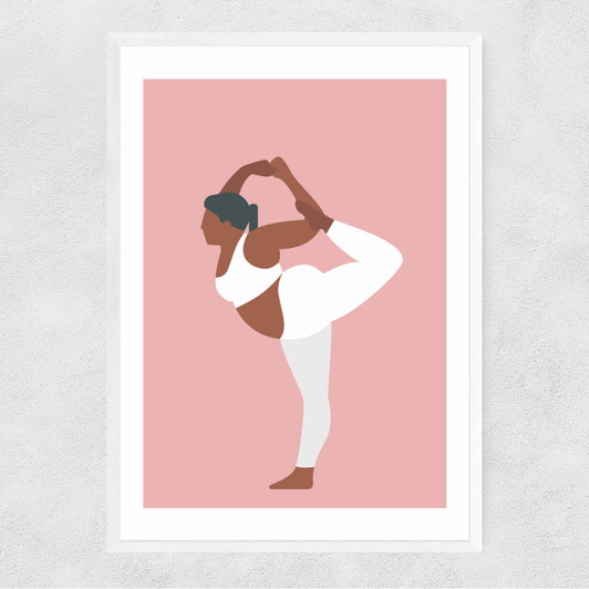 Yoga at 12 O'Clock Narrow White Frame