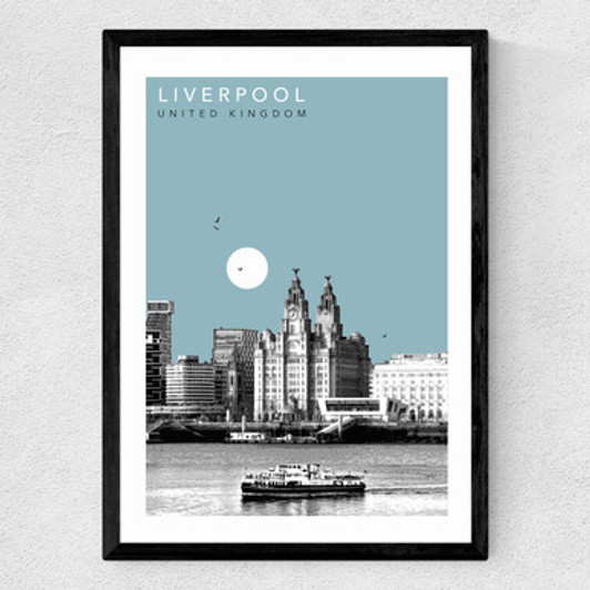 Liverpool Cityscape by Becks Norf Design Medium Black Frame
