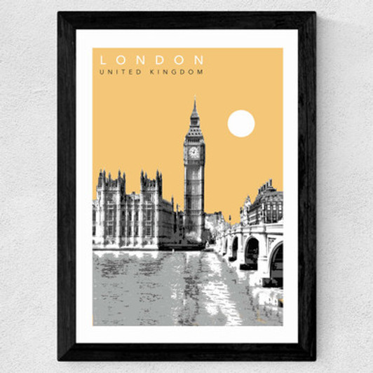 London Cityscape by Becks Norf Design Wide Black Frame