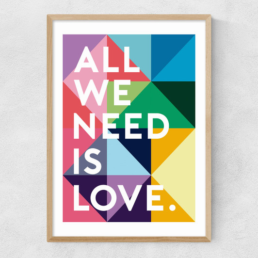 All We Need Is Love Narrow Oak Frame