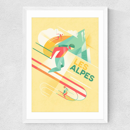 Les Alpes Medium White Frame