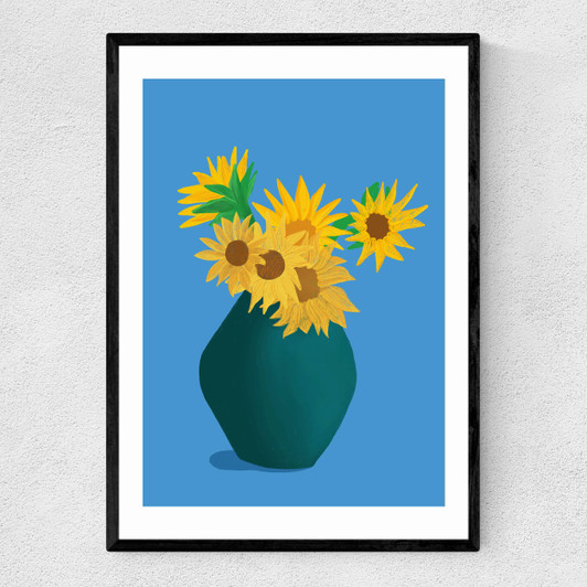 Sunflowers Narrow Black Frame